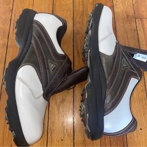 Etonic Lites Plus Golf Shoes Mens Size 9.5M 9 1/2 White-Brown Soft spikes